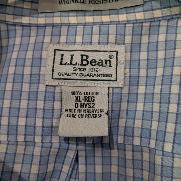 L.L. Bean Men's Wrinkle Resistant Short Sleeve Button Down Plaid Shirt XL Cotton - Picture 14 of 16